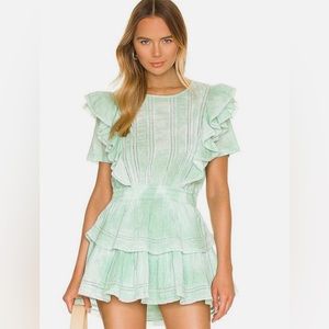 LoveShackFancy Natasha Dress in Moss Green Hand Dye
